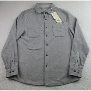 NWT Laguna Button Up‎ Shirt Mens M Gray Long Sleeve 4-Way Stretch Soft Comfort
